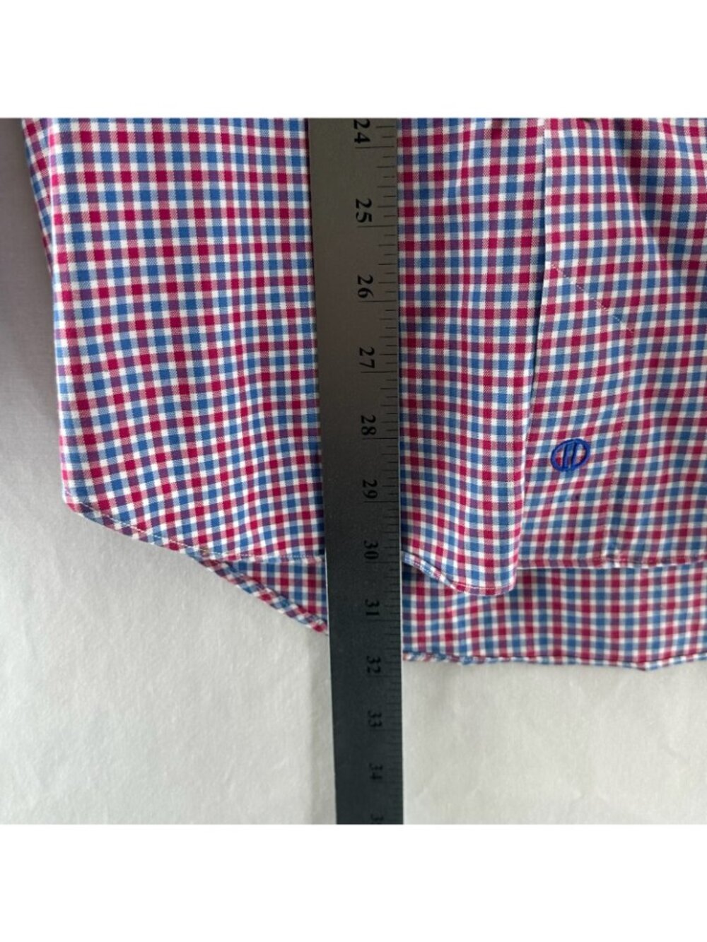 David Donahue Button Down Shirt Men M 100% Cotton Long Sleeve Gingham Red/ Blue - Picture 8 of 12